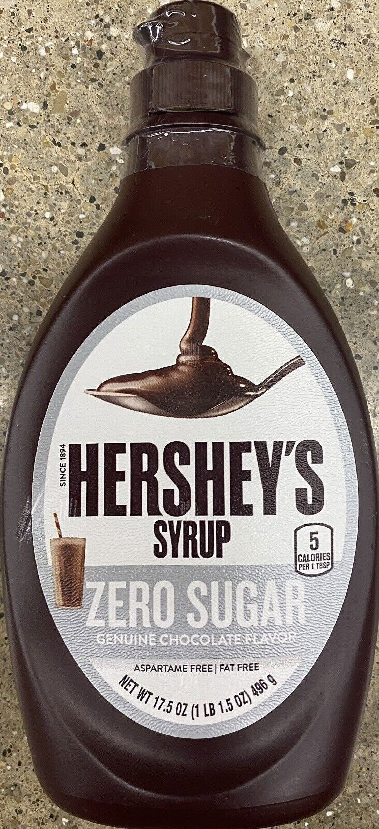 2x Hershey's Genuine CHOCOLATE Flavor Syrup ZERO SUGAR 17.5 Oz Bottle - 2 PACK