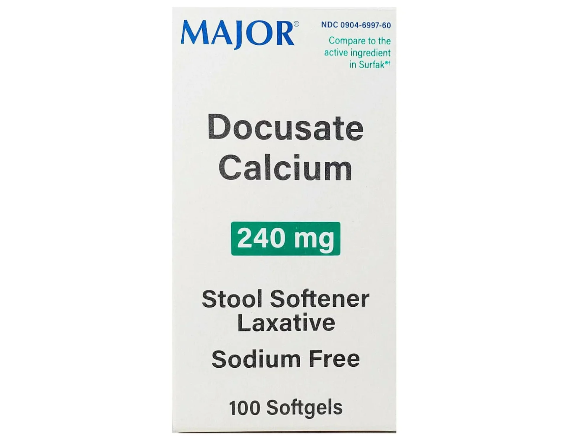 4 Pack - Major Docusate Calcium 240mg Stool Softener Laxative Softgels, 100 Count