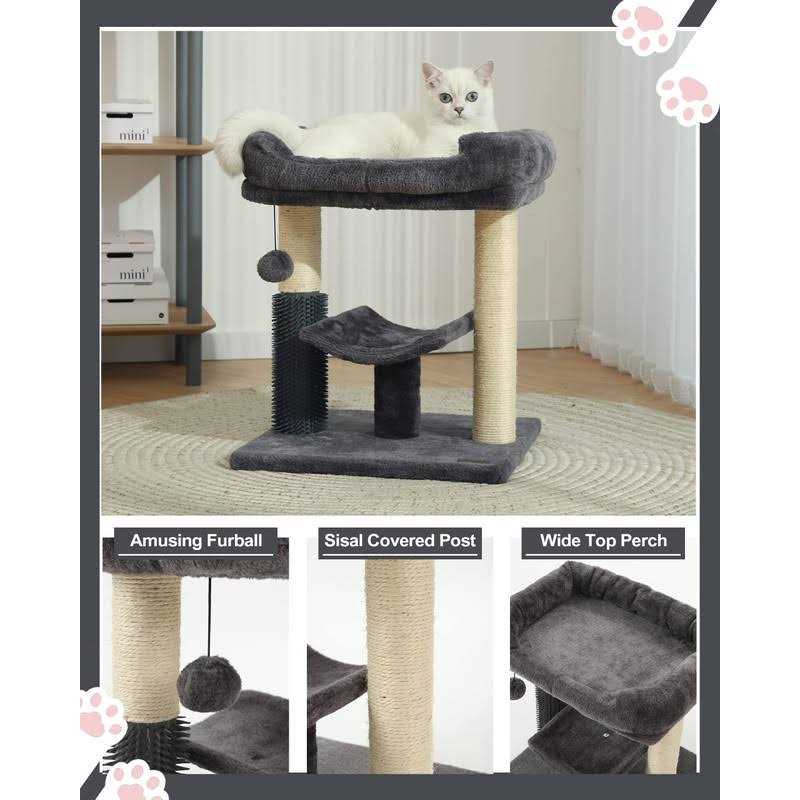 Hoopet cat Tree Tower,cat Scratching Post for Indoor Cats,Featuring with Super Cozy Perch,cat Self Groomer and Interactive Dangling Ball Great - Pet Supplies online store