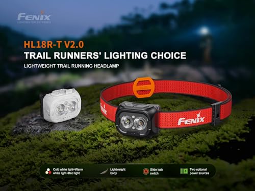 Fenix HL18R-T V2 USB Rechargeable 800 Lumen LED Jogging/Trail Running headlamp with EdisonBright USB Charging Cable Bundle