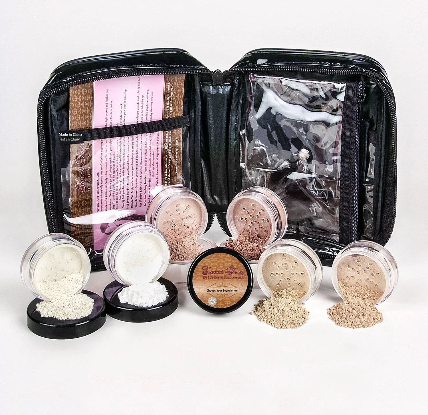 XXL KIT with CASE (BEIGE) Mineral Makeup Set Bare Face Matte Powder Foundation