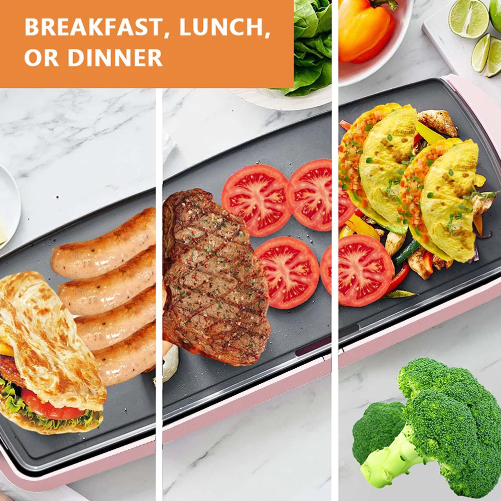 Extra Large Ceramic Electric Griddle Nonstick - for Pancakes Eggs Burgers (20