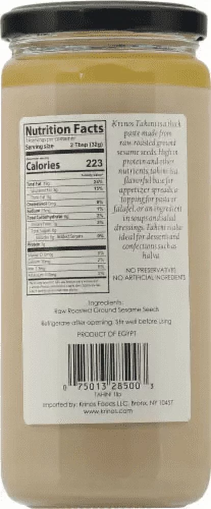 Krinos Imported Tahini Ground Sesame Seeds, 6-Pack 16 oz, Jars
