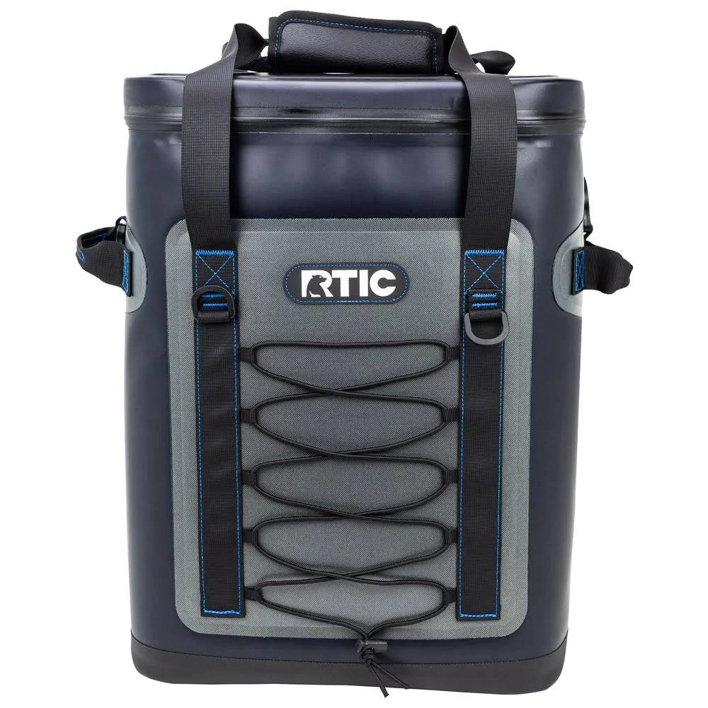 Rtic Backpack Cooler, Blue / Grey, 100% Waterproof u0026 Leakproof, Holds 30 Cans, 2nd Gen