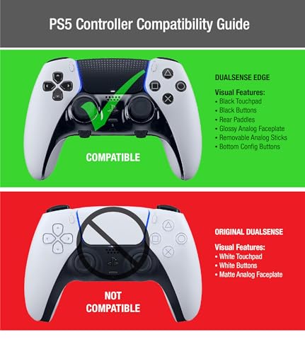 Foamy Lizard Eclipse PS5 EDGE Controller Skin Combo Set | Dock Compatible, Protector Decals, Anti-Slip Soft Gel Silicone Cover, Faceplate Shell & Thumb Grips for PlayStation 5 DualSense EDGE (Black)