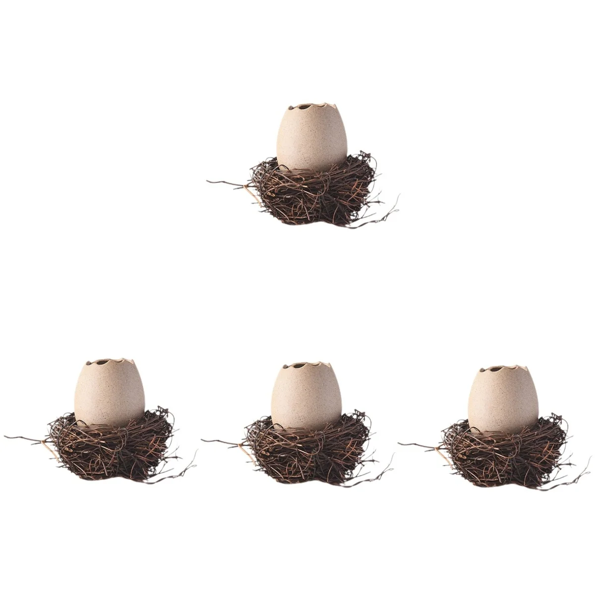 4 Sets  of Small Vase Eggshell Ceramic Vase Cracked Eggshell Succulent Planter with Bird Nest