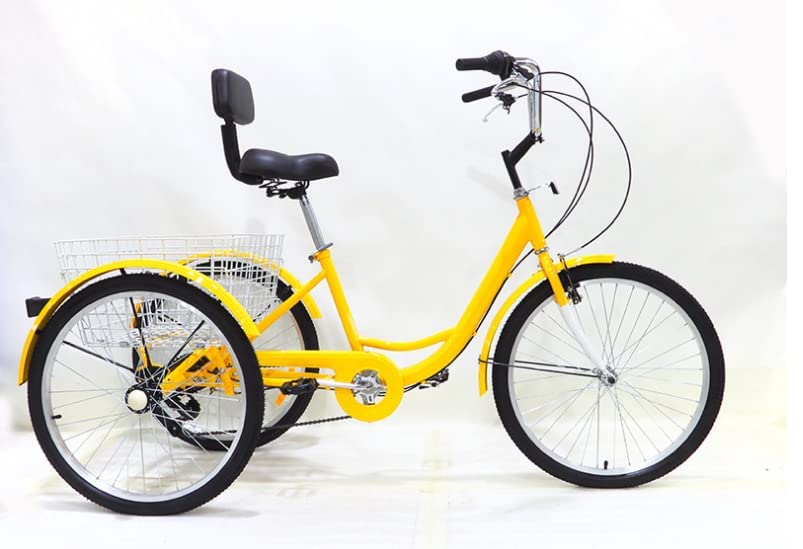 Adult Mountain Tricycle, 7 Speed Three Wheel Bike, 20/24/26 Inch Adults Trikes for Seniors with Shopping Basket, Exercise Men's Women's Tricycles