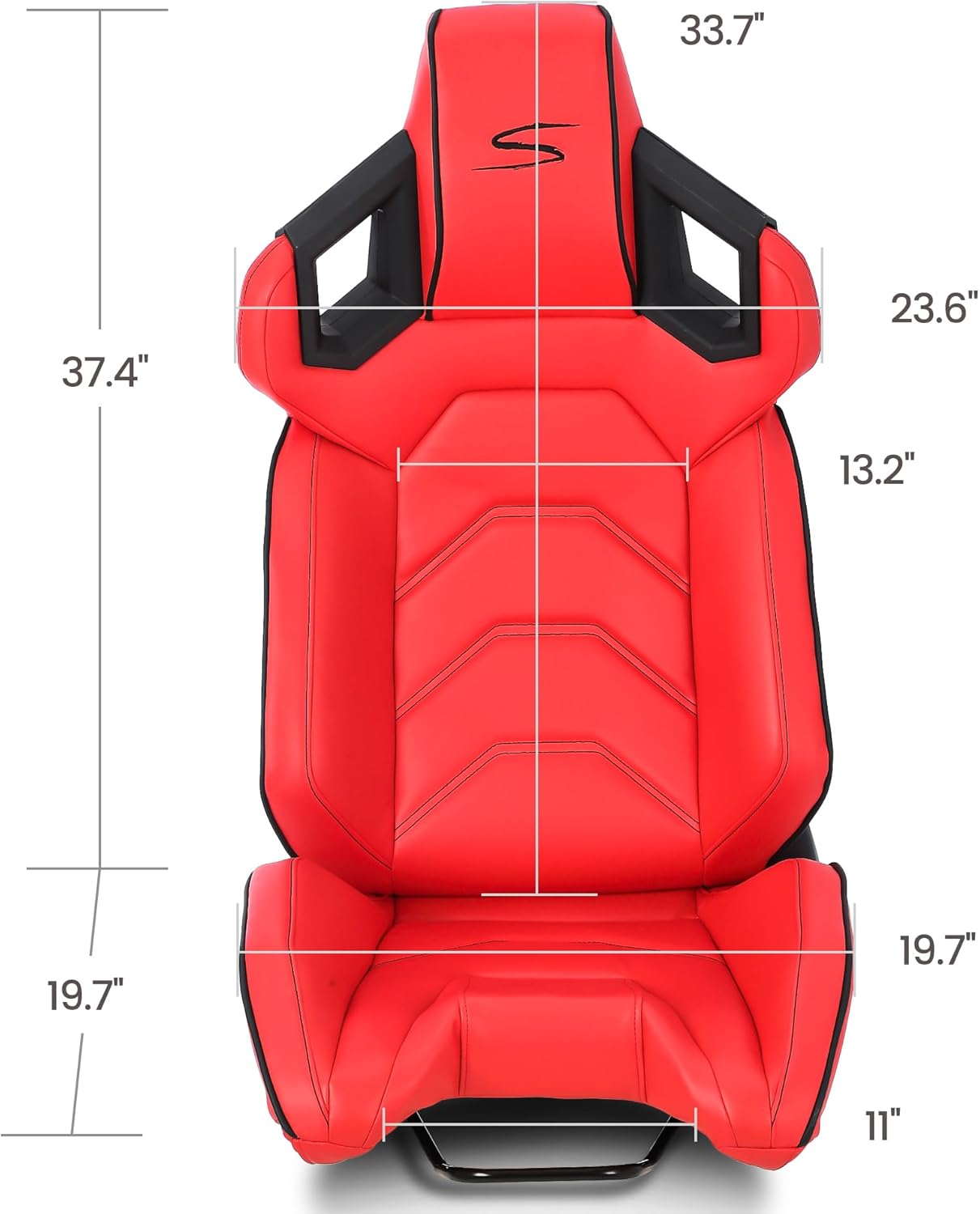 MAROUTE 1 Piece Universal Racing Seats with Dual Lock Sliders, PU Leather, Racing Bucket Seats, 23.6