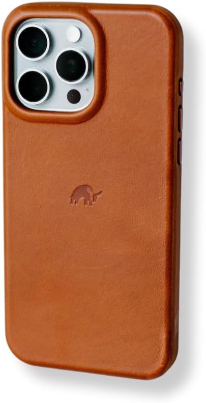 Bullstrap Premium Leather Phone Case with Protective TPU Rim Compatible with Apple iPhone 15 Pro Max and MagSafe Charger, Sienna Edition - 15 Pro Sienna Flex Case