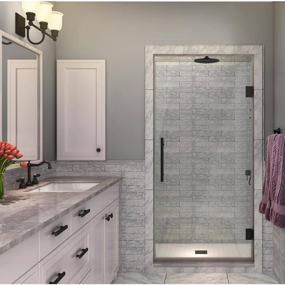 Aston Kinkade 35 x 72 Hinged Frameless Shower DOOR, Black