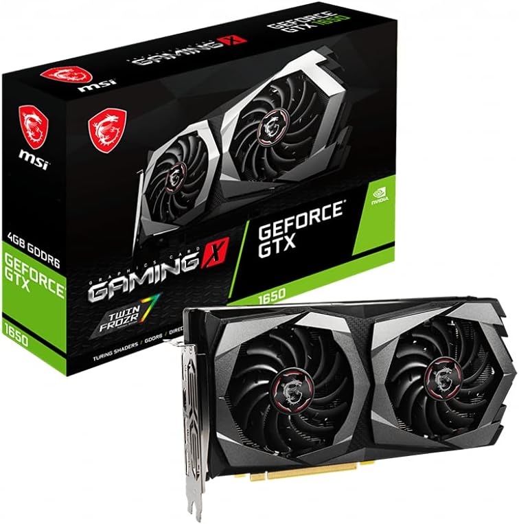 MSI Gaming GeForce GTX 1650 4GB GDDR6 PCI Express 3.0 x16 ATX Graphics Card, 3X DisplayPort v1.4a, HDMI 2.0b (GTX 1650 D6 Gaming X Plus)