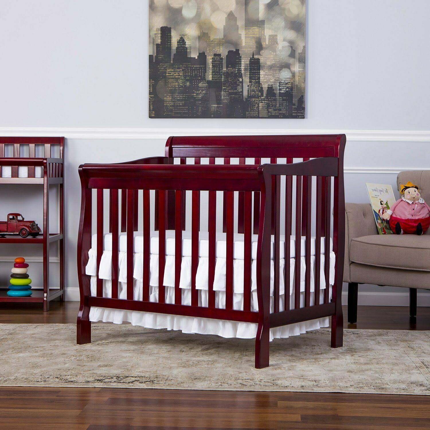 Dream on Me 4 in 1 Aden Convertible Mini Crib, Cherry