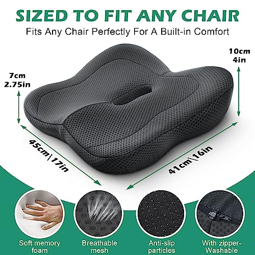 Gel Seat Cushion, Cooling seat Cushion Thick Big Breathable Honeycomb Design Absorbs Pressure Points Seat Cushion with Non-Slip Cover Gel Cushion for Office Chair Home Car seat Cushion for Wheelchair