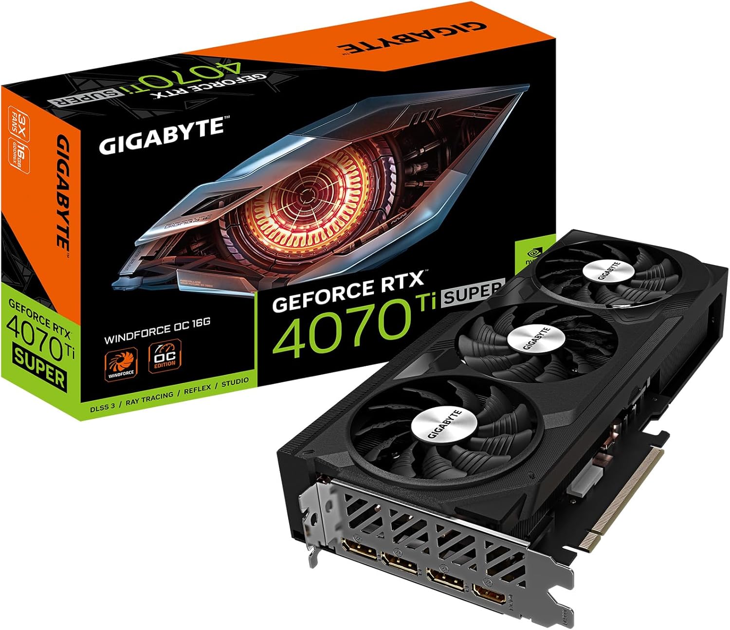 GIGABYTE GeForce RTX 4070 Ti SUPER WINDFORCE OC 16G Graphics Card, 3X WINDFORCE Fans, 16GB 256-bit GDDR6X, GV-N407TSWF3OC-16GD Video Card