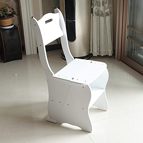 Step Stool Folding Ladde Portable Stairway Chair 2 in 1 Lightweight 4-Step Stool Dual Purpose Step Ladders Chair Indoor Shoe Bench Storage Shelf Library Safe Stable Foot Stools/Wood Color