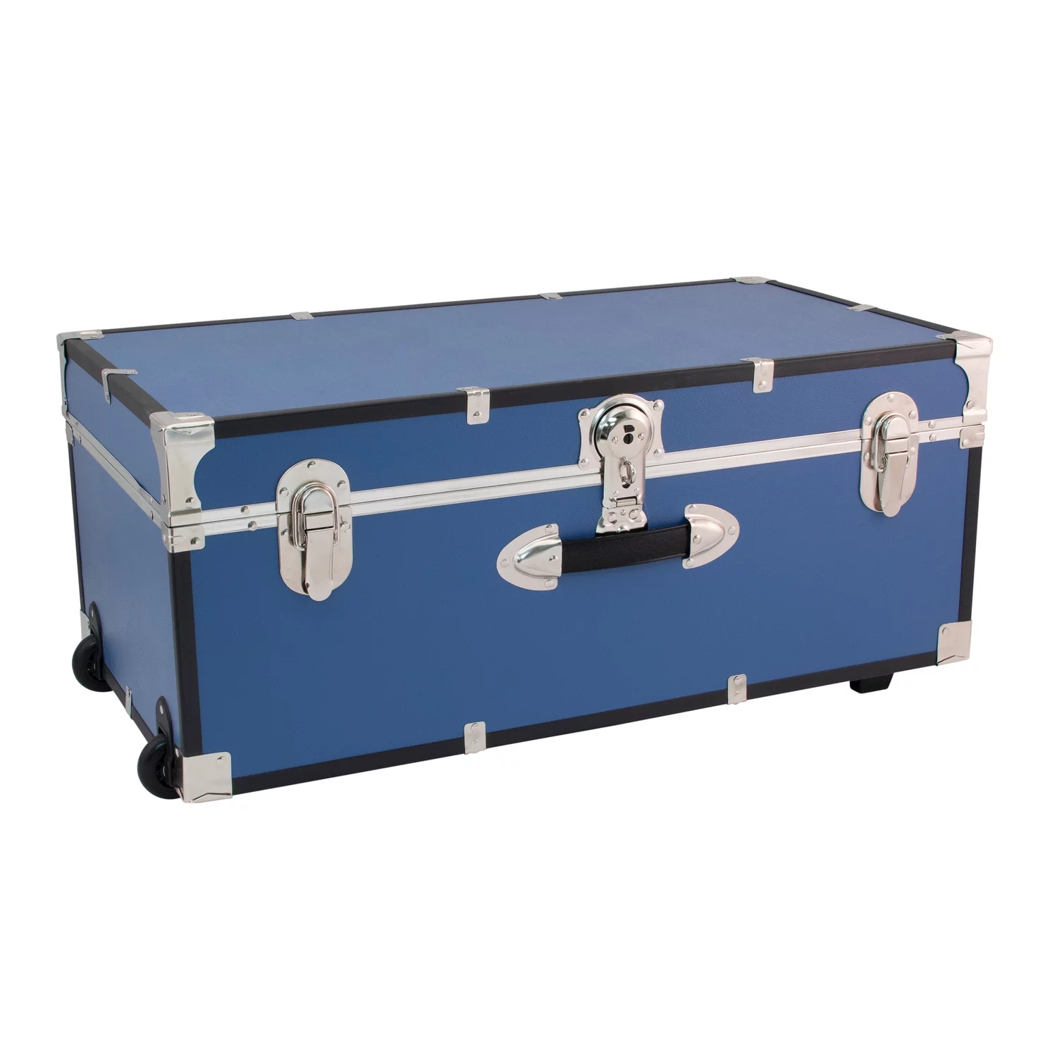Seward Trunks Adult Wood Trunk with Wheels and Lock in Mist Blue - Radiant Selections