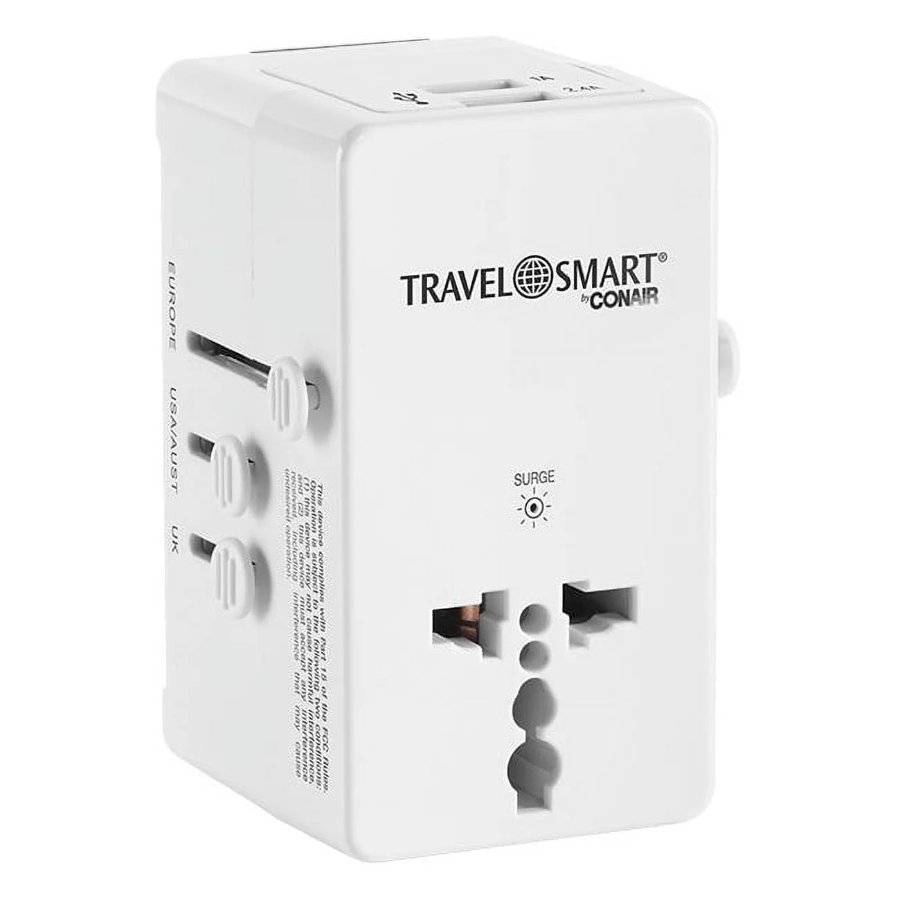 Conair-Travel Smart TS240AP All In One Adapter with 2 Outlets & 2 USB Ports