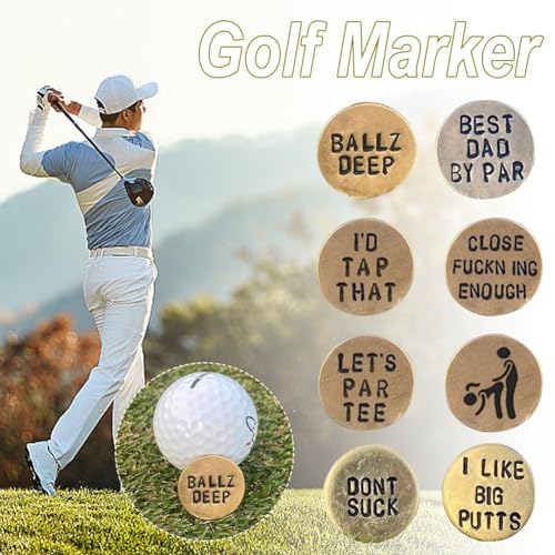 12 Styles Funny Golf Ball Marker for Men Adult Humor Novelty Golf Ball Markers with Funny Words Unique Golf Gag Gifts for Men or Women Golfers