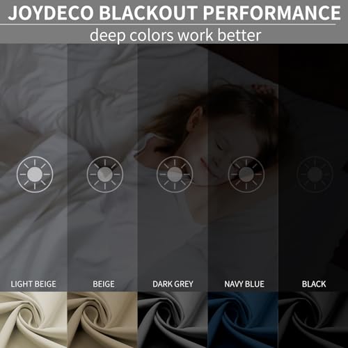 Joydeco Blackout Curtains 108 Inch Length 2 Panels Set, Thermal Insulated Long Curtains& Drapes 2 Burg, Room Darkening Grommet Curtains for Bedroom Living Room Window(Light Beige, W52 x L108 Inch)