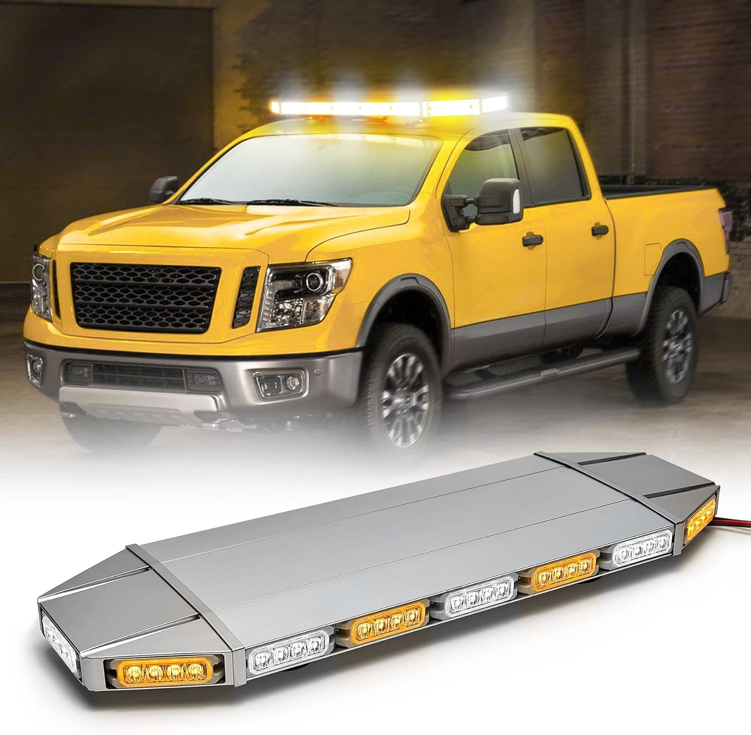 V-SEK LED Rooftop Emergency Warning Lights Strobe Light Bar Traffic Advisor-Amber&White