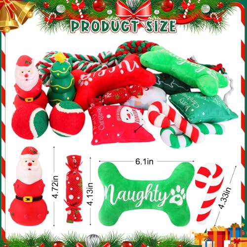 16 Pcs Christmas Dog Advent Calendar 2025 Santa Claus Squeaky Toys Xmas Candy Cane Interactive Ball and Bones Chew Toy for Small Medium Large Pets Puppy Teething Training Gift(Halloween)