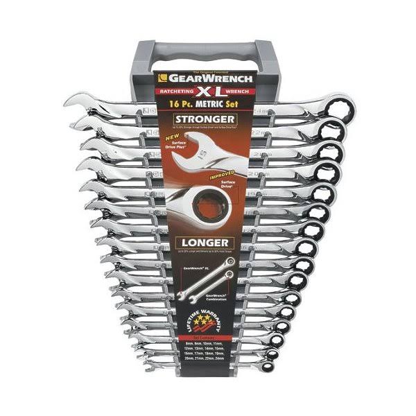 GearWrench 85099 16 Piece Metric XL Ratcheting Combination Wrench Set