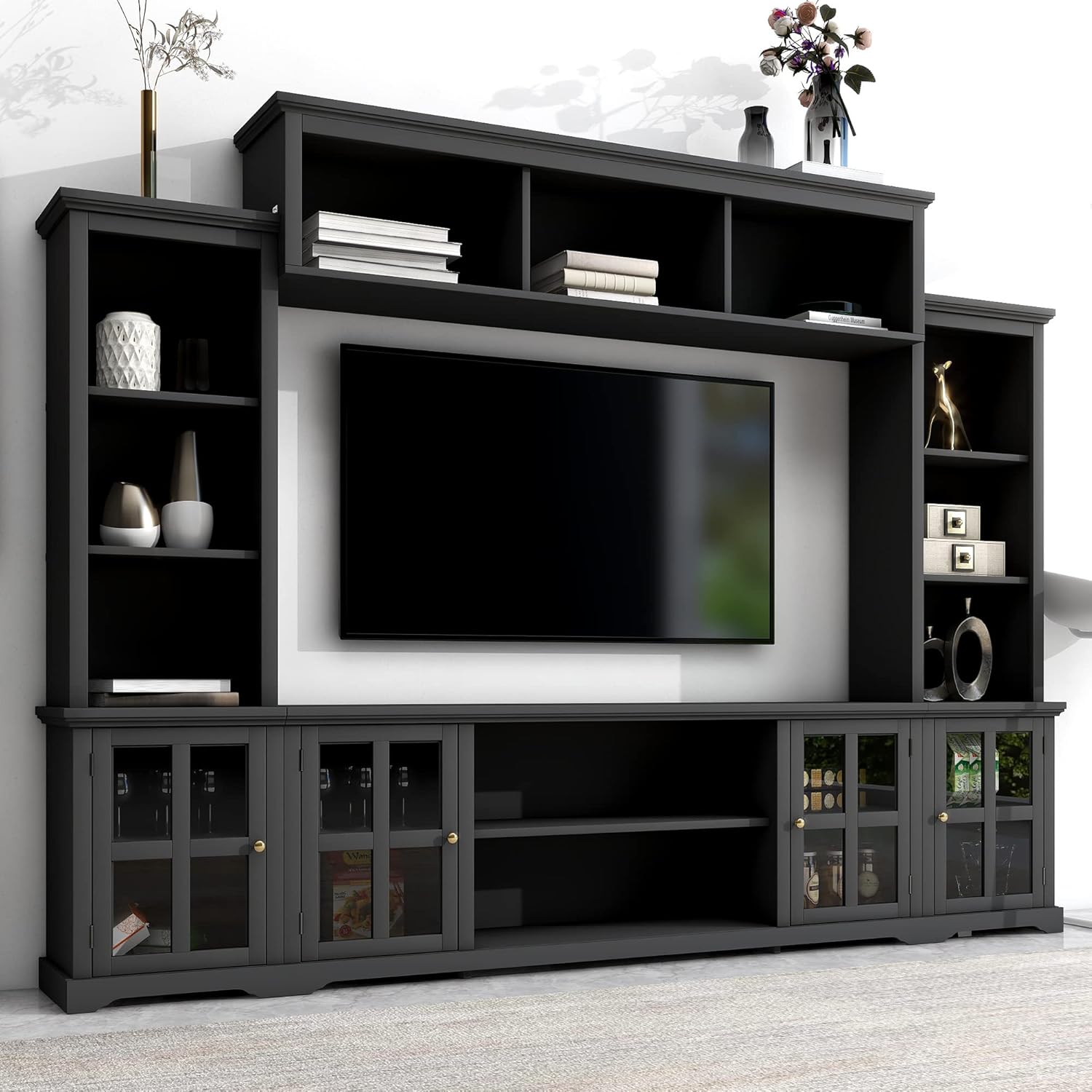 Modern Entertainment Wall Unit Bookshelves, Console Table Minimalism Multifunctional Stand for TVs Up to 70