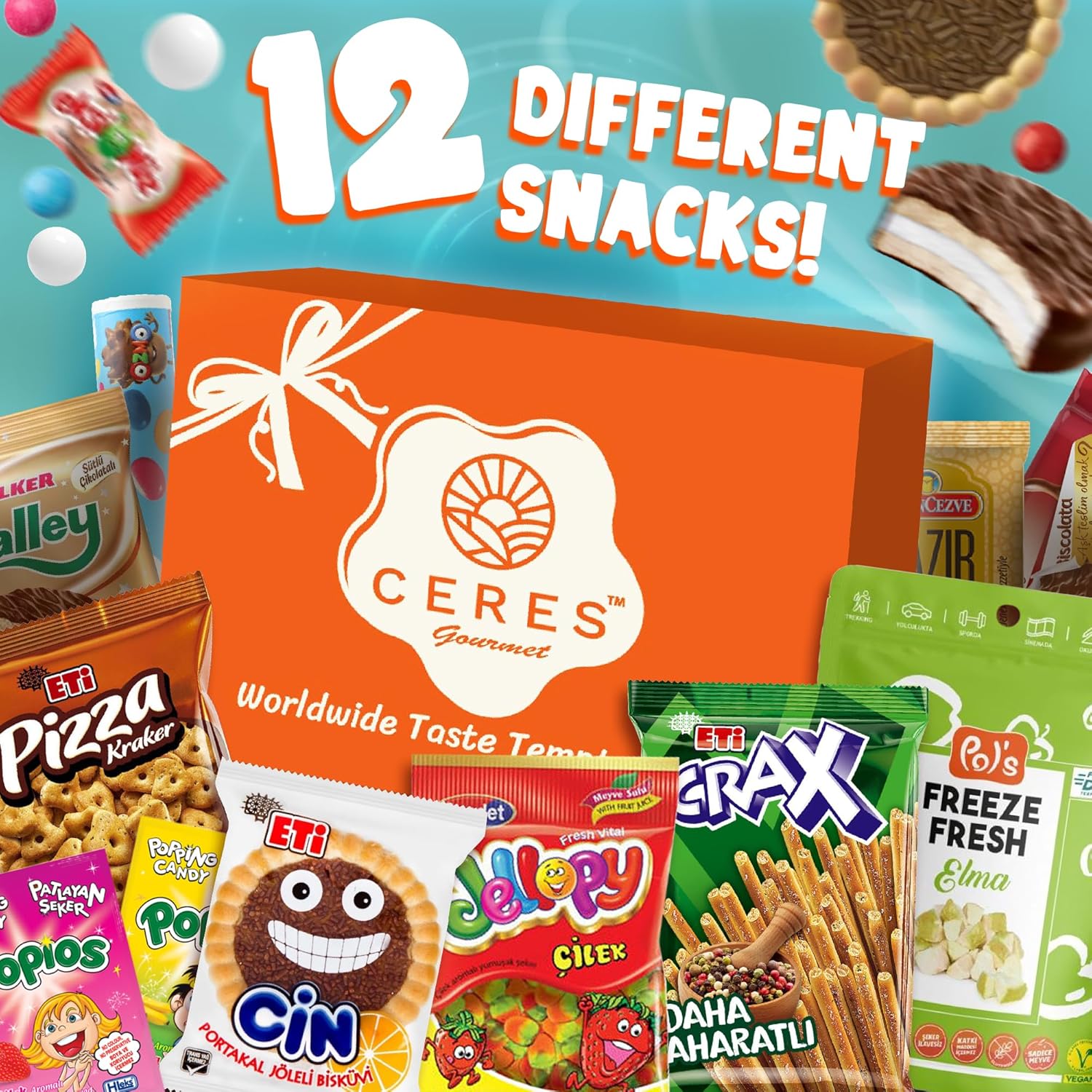 International Snack Box Variety Pack, 12 Different Snacks with 15+ Pieces Count Premium Foreign Rare Snacks and Candies, Sweet & Sour Candy Pack