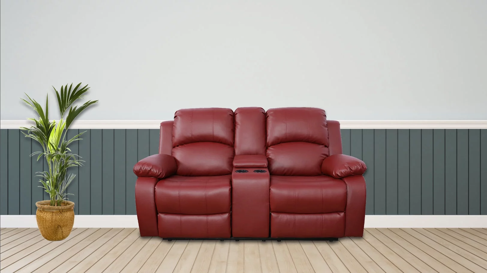 Ainehome Red Leather Recliner Loveseat