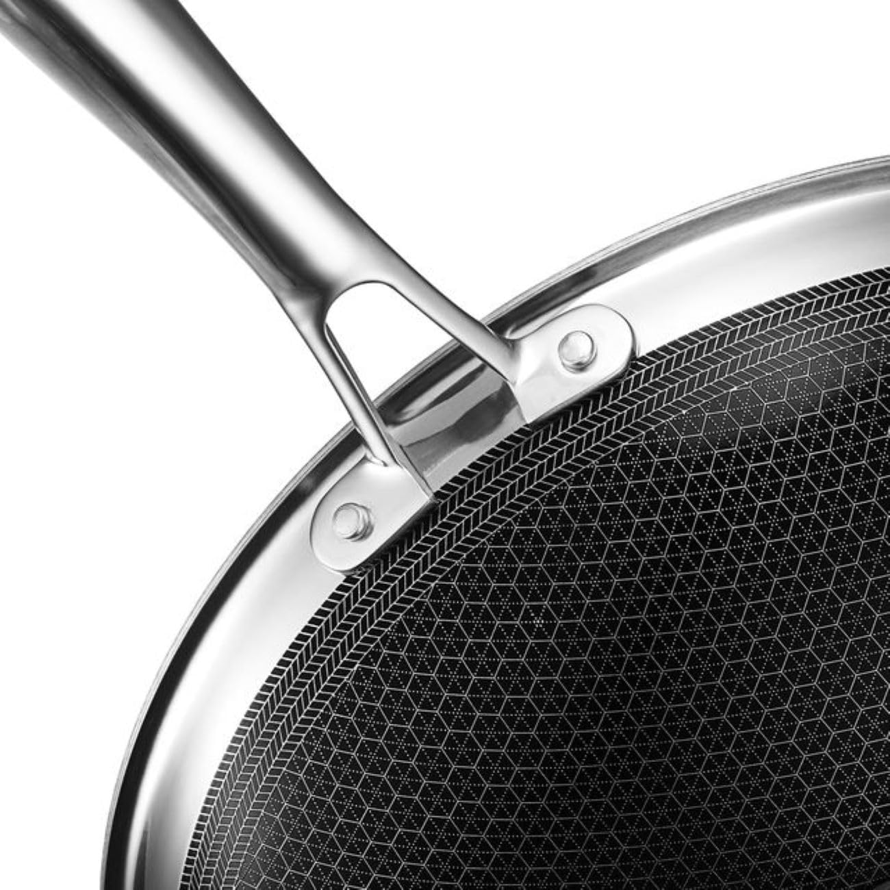 HexClad 7-Piece Hybrid Stainless Steel Cookware Set with Lids and Wok - Metal Utensil and Dishwasher Safe, Induction Ready, Easy to Clean Non Stick Fry Pan with Covers