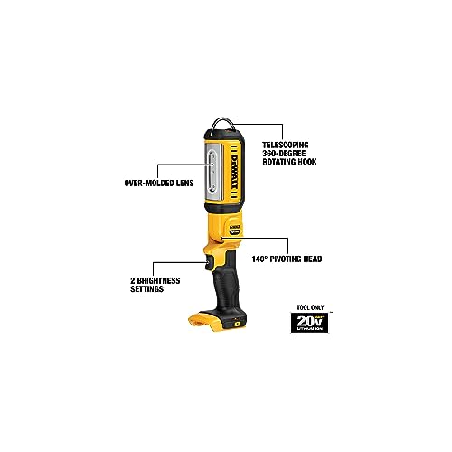 DEWALT 20V MAX LED Work Light, Rechargeable Flashlight, Pivoting Head, Bare Tool Only (DCL050)