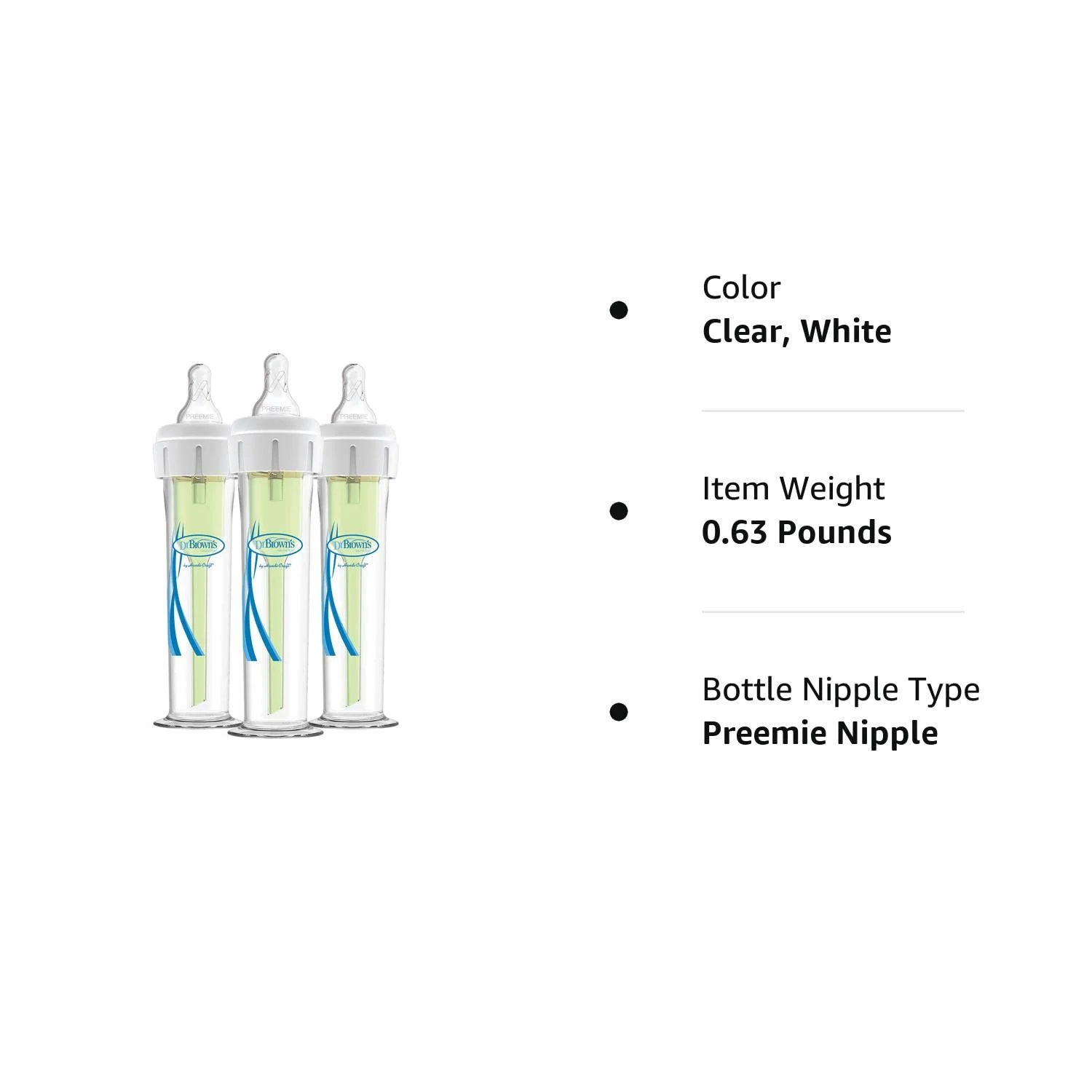 Dr. Brown's Accufeed Baby Bottle System with Preemie Nipple, 60cc, 3Count