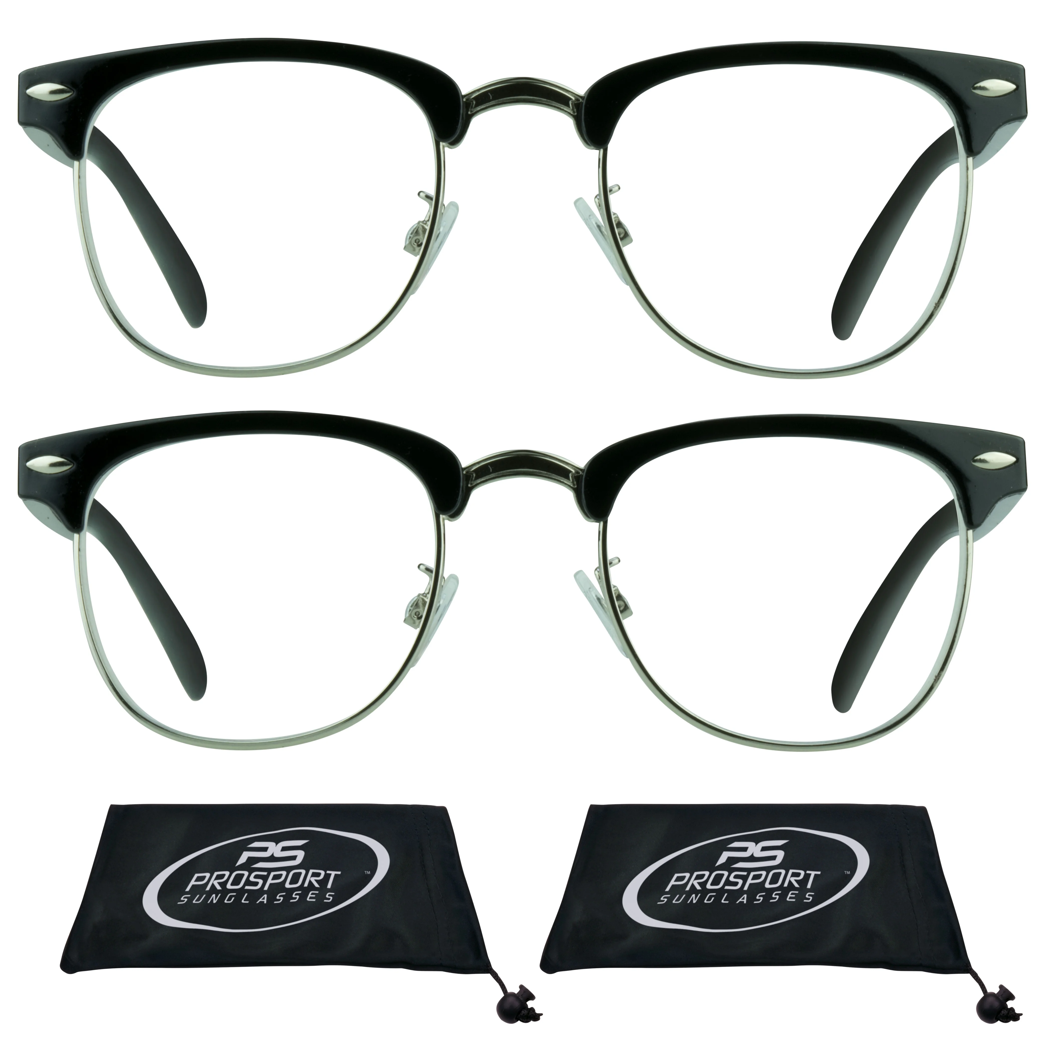proSPORT Multifocal Progressive Trifocal Reading Glasses Men Women Horn Rimmed Frame 2 Pairs