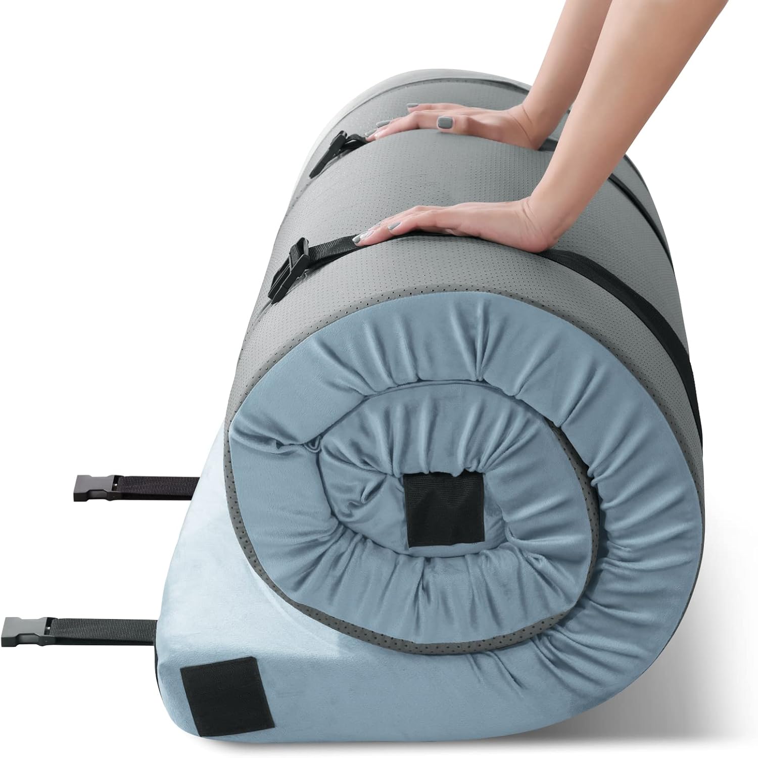 KingChii CertiPUR-US Memory Foam Camping Mattress, Portable Roll Up Travel Car Camping Mattress Sleeping Pad & Floor Mattress, Cot Mattress Guest Bed for Sleepover with Waterproof Cover & Travel Bag