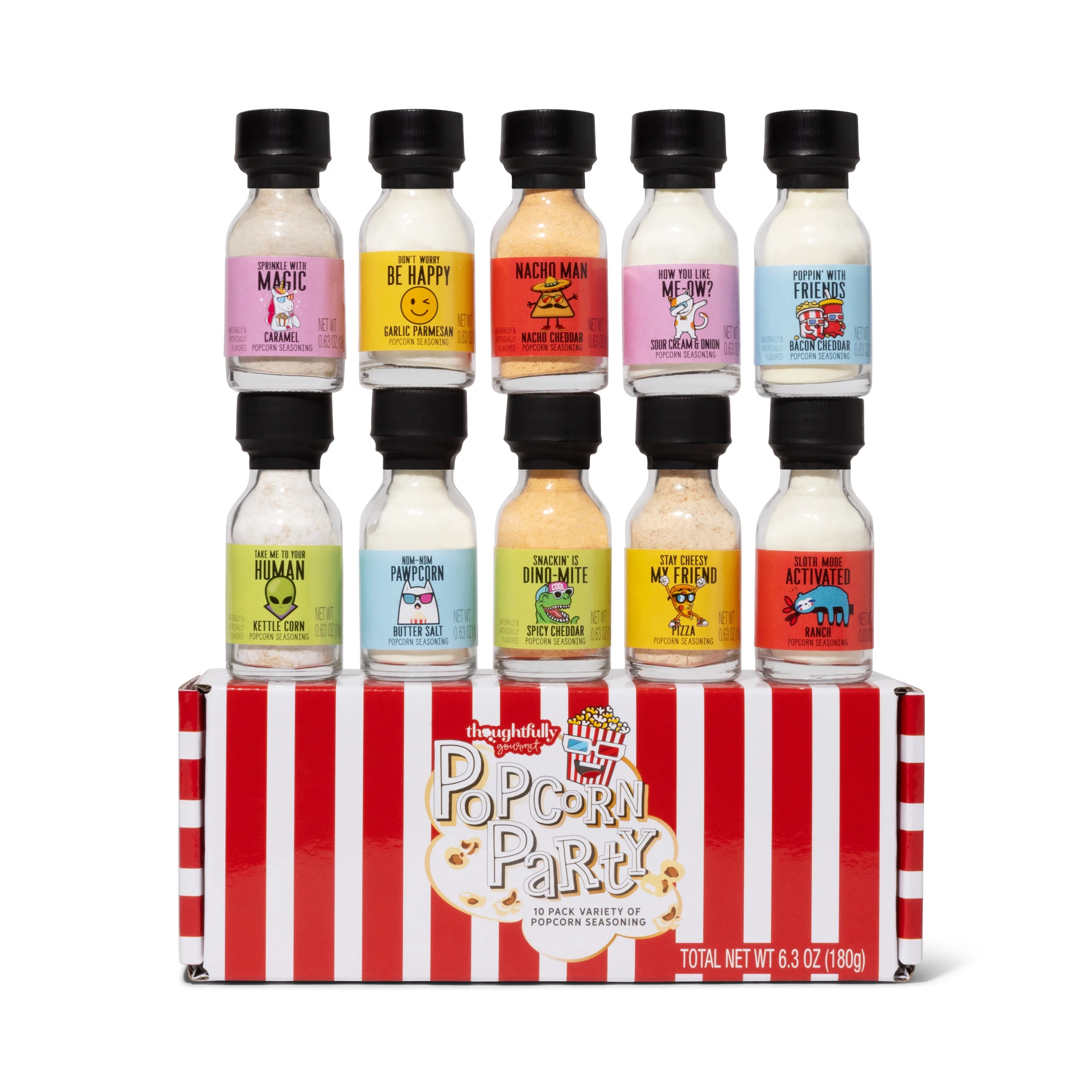 Thoughtfully Gourmet, Popcorn Party Seasoning Sampler Gift Set, Set of 10
