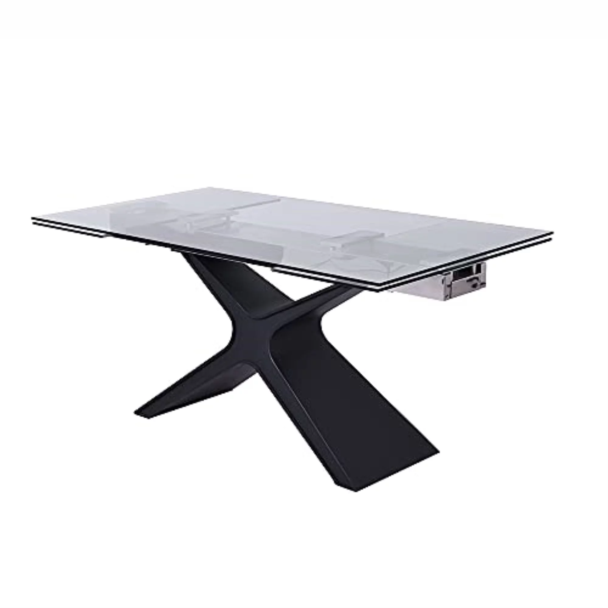 Whiteline West Tempered Clear Glass Extendable Dining Table DT1716-BLK