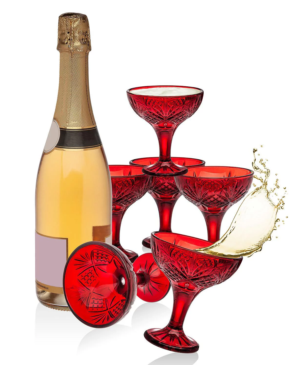 Godinger  Dublin Crystal Taster Set, Red - Set of 6