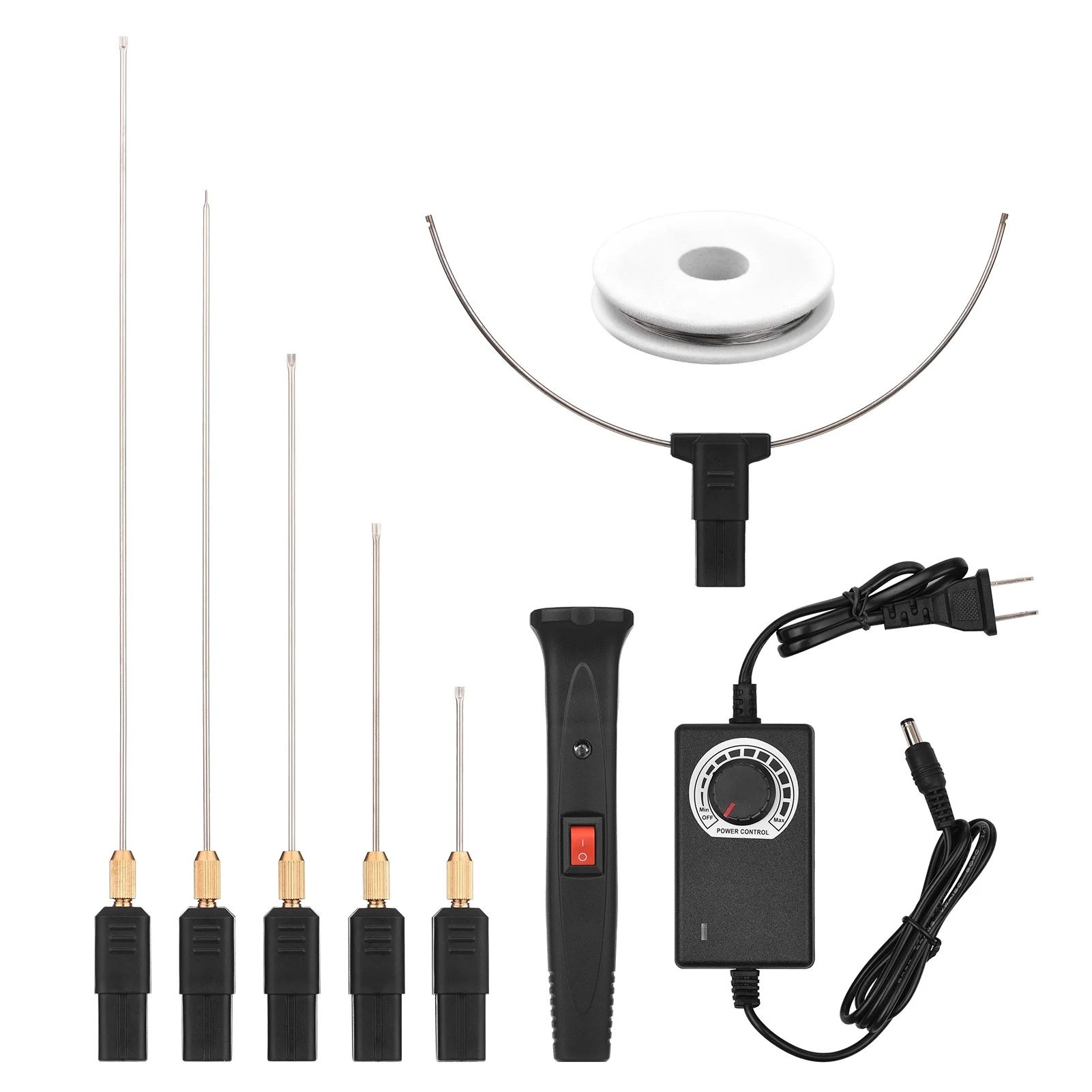 24W Handheld Electric Foam Cutter Kit With 5 Straight Tips & 1 Arch Adjustable Temperature Portable Foam Cutting Pen Hot Wire Cutter Styrofoam Cutting Tool Engraver