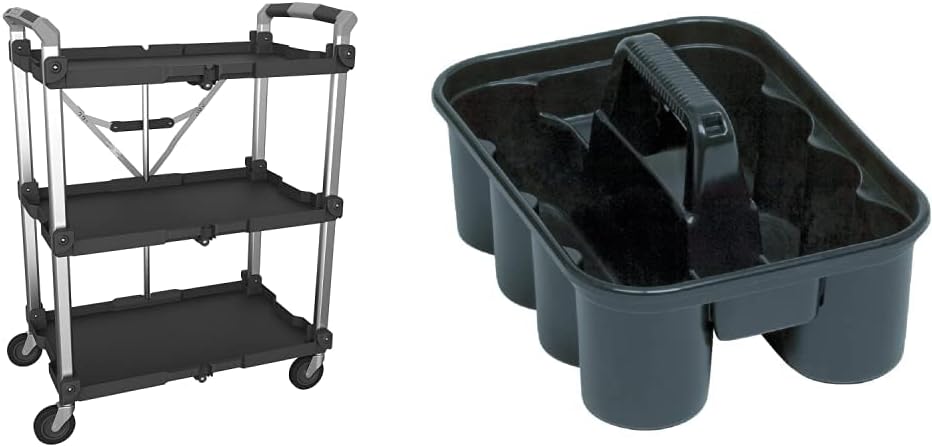 Olympia Tools 85-188 Pack-N-Roll Folding Collapsible Service Cart, Black, 50 Lb. Load Capacity per Shelf