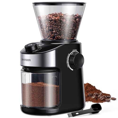 SHARDOR Burr Coffee Grinder Electric with 32 Grinding Sizes, Coffee Bean Grinder with 40 Seconds Adjustable Electronic Timer, Coffee Grinders for Home Use with Chamber Cleaning Button