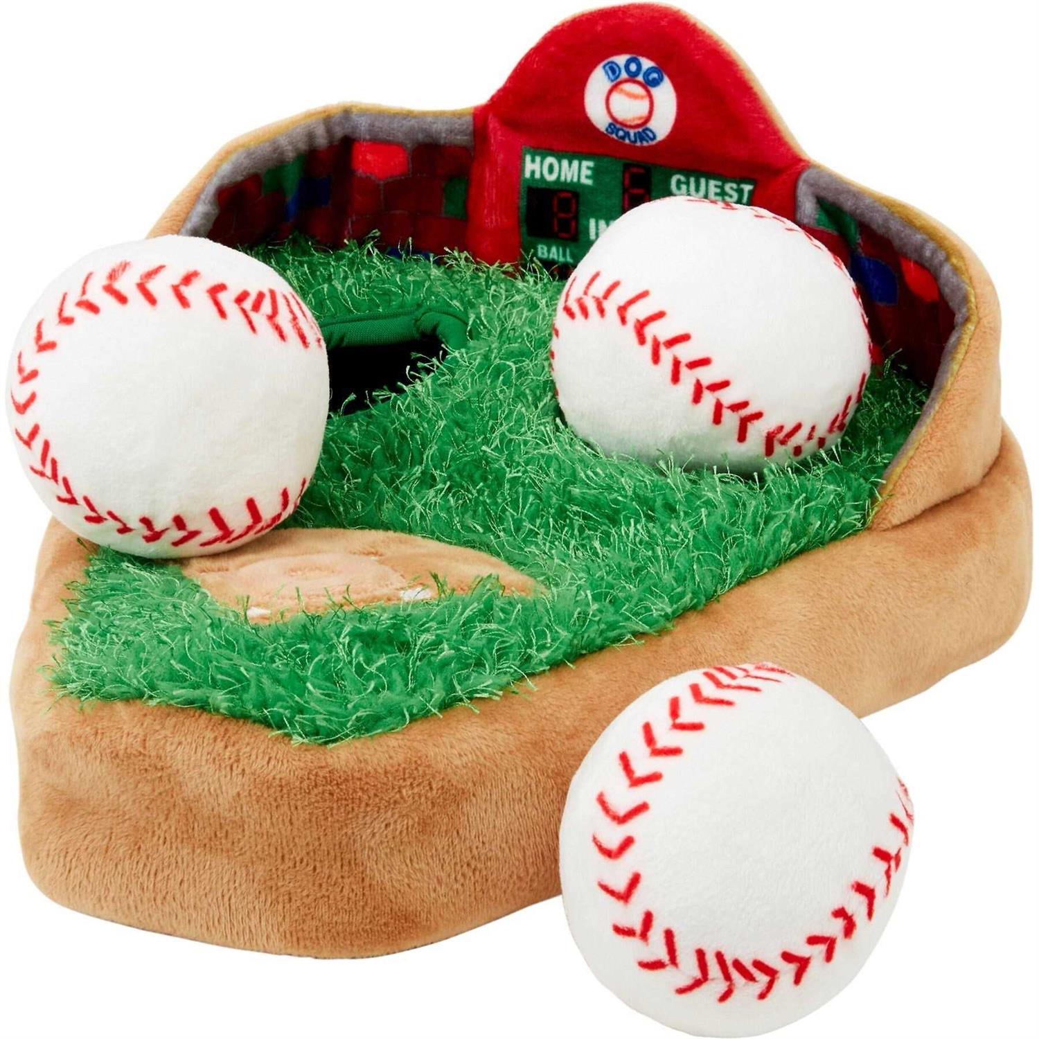 Frisco Baseball Hide & Seek Puzzle Plush Squeaky Dog Toy - Pet Supplies online store