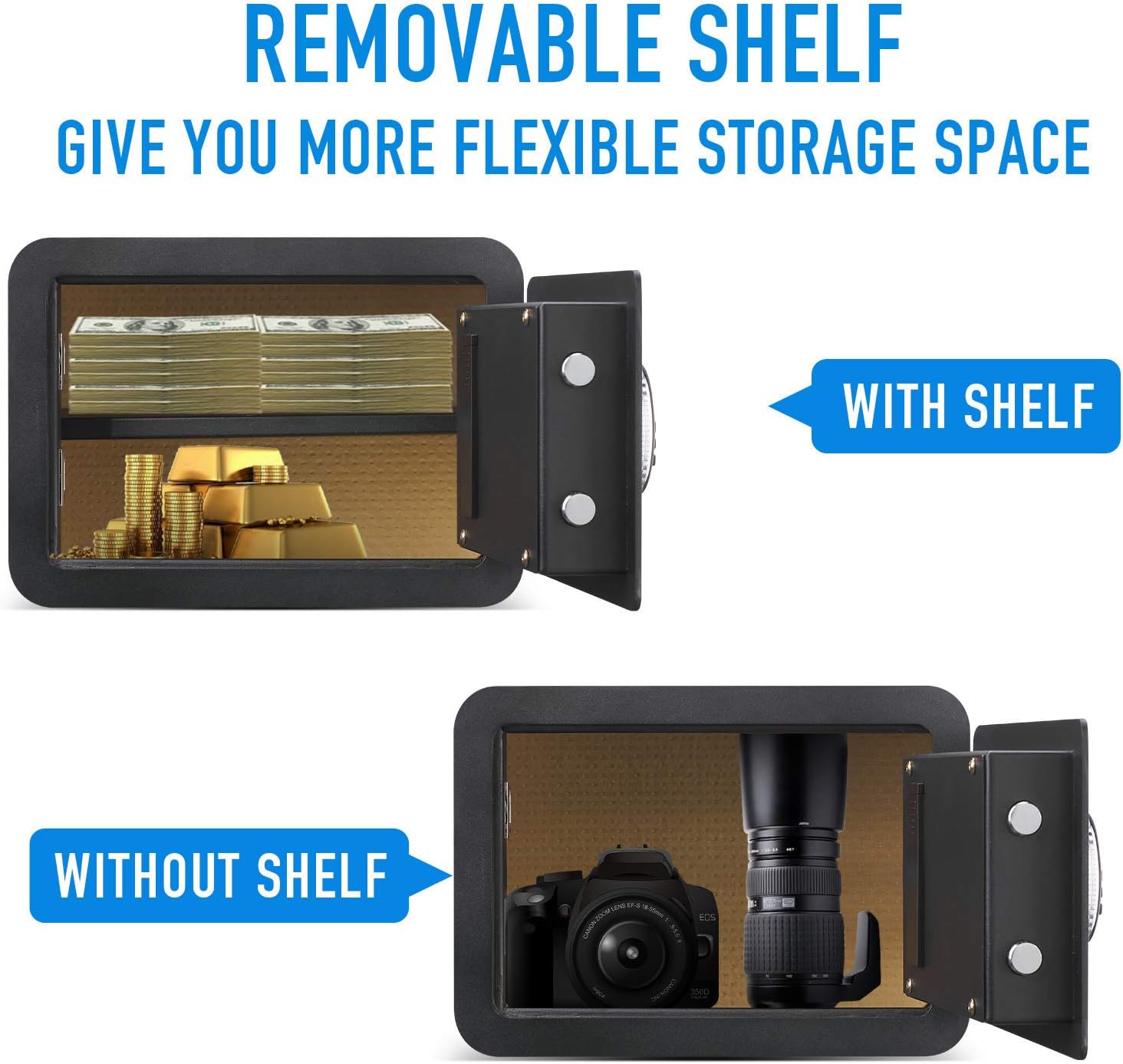 Tenamic Safe Box 0.85 Cubic Feet Electronic Digital Security Box, Keypad Lock Box Cabinet Safes, Solid Alloy Steel Office Hotel Home Safe, Black