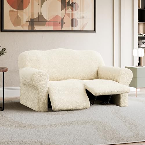 PAULATO BY GA.I.CO. Recliner Sofa Cover - Reclining Couch Slipcover - Soft Polyester Fabric Slipcover - 1-Piece Form Fit Stretch Furniture Protector - Mille Righe Collection - Blue (Couch Cover)