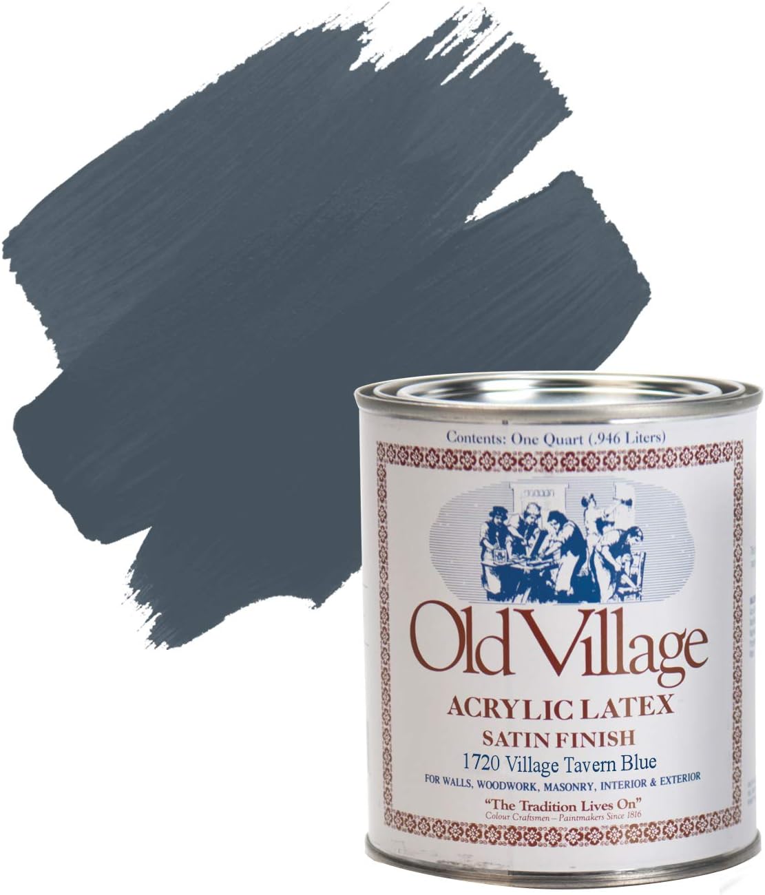 Old Village 1720 Qt Acrylic Water Base Paint 1 Qt- Tavern Table Blue