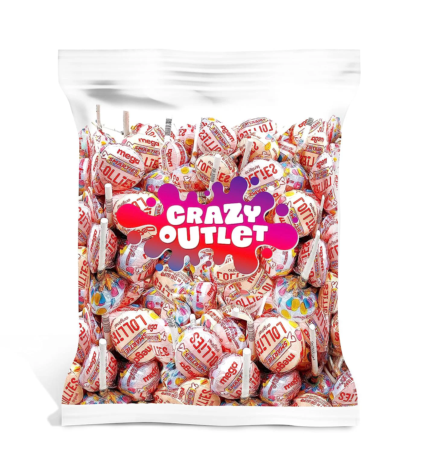 Smarties Mega Lollipops, Vegan Hard Candy Pops, Bulk Pack 30 Count, 2.2 Pounds