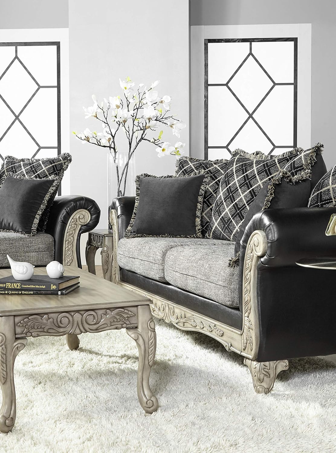 Roundhill Furniture San Marino Sofas, Ebony
