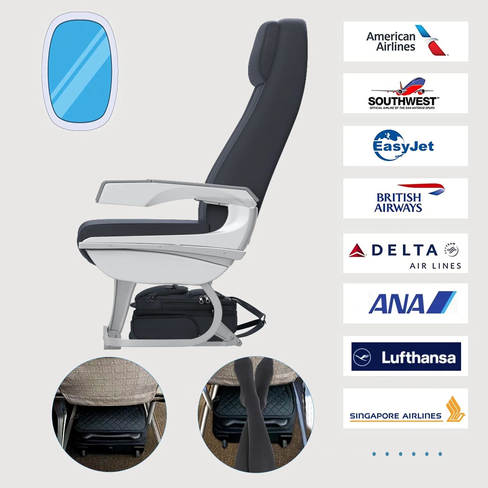 KROSER Carry On Underseat Multi-functional, 16-inch Lightweight Overnight Suitcase for Men Women, Black