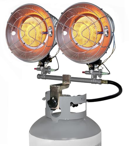 Comfort Gear Double Tank Top Portable Propane Radiant Heater, 30,000 BTUs, Instant Infrared Heat, for Jobsite/Garage/Workspace, Up to 48 Hrs on 20 lb Tank, Outdoor Use Only