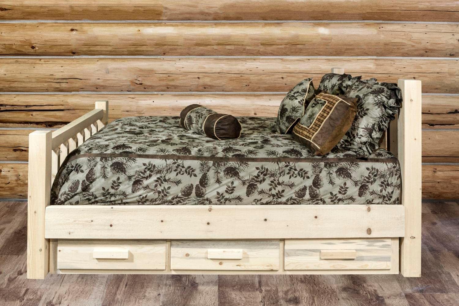 Montana Woodworks Homestead Collection Twin Bed with Storage, Clear Lacquer Finish