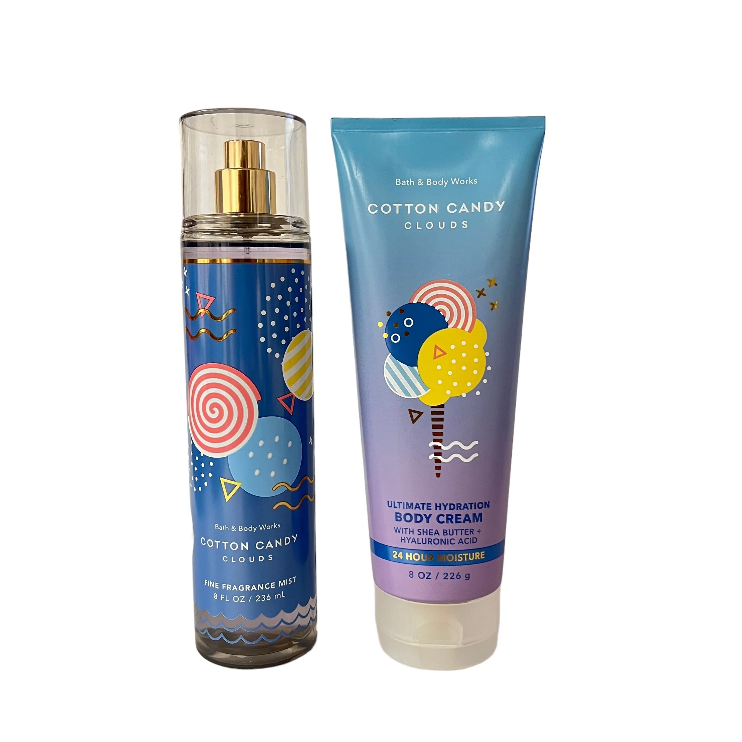 Bath and Body Works Cotton Candy Clouds Fragrance Mist & Body Cream Set 8 fl oz
